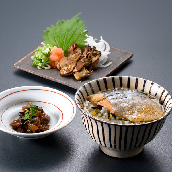 JIMONO「石巻さば茶漬け・ 芳醇あさりしぐれ・牡蠣の一夜干し」