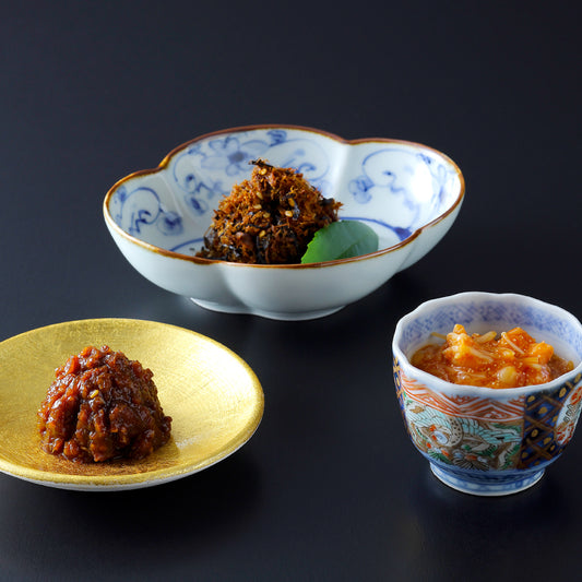 山海の幸 「京都ぽーくの豚味噌・焼き鯖ひじき・明太子なめ茸」