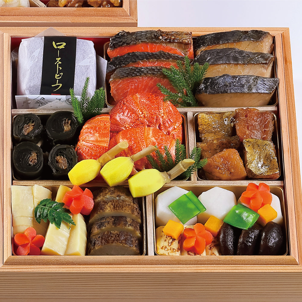 本店】和おせち 三段 木箱(4人前) – 下鴨茶寮オンラインショップ